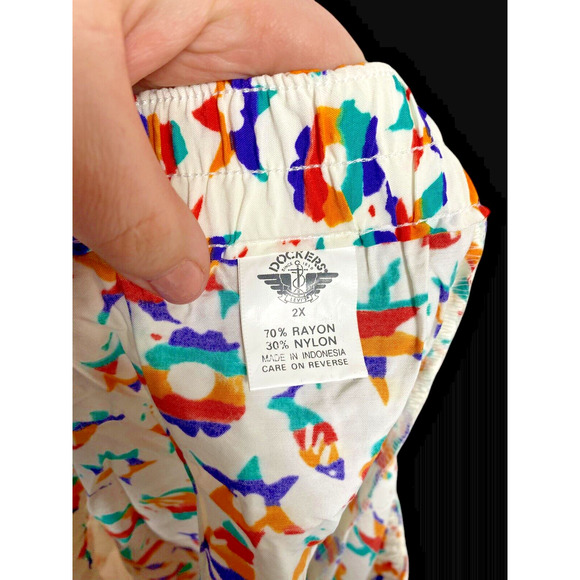 Levis x Dockers Shorts Vintage NEW 1980s Size 2XL Mens White Tropical Rainbow - Picture 13 of 14
